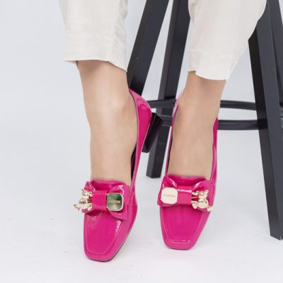 Pantofi cu Toc jos Eleganti din Piele Ecologica Roz fuchsia - BS161BA2403870