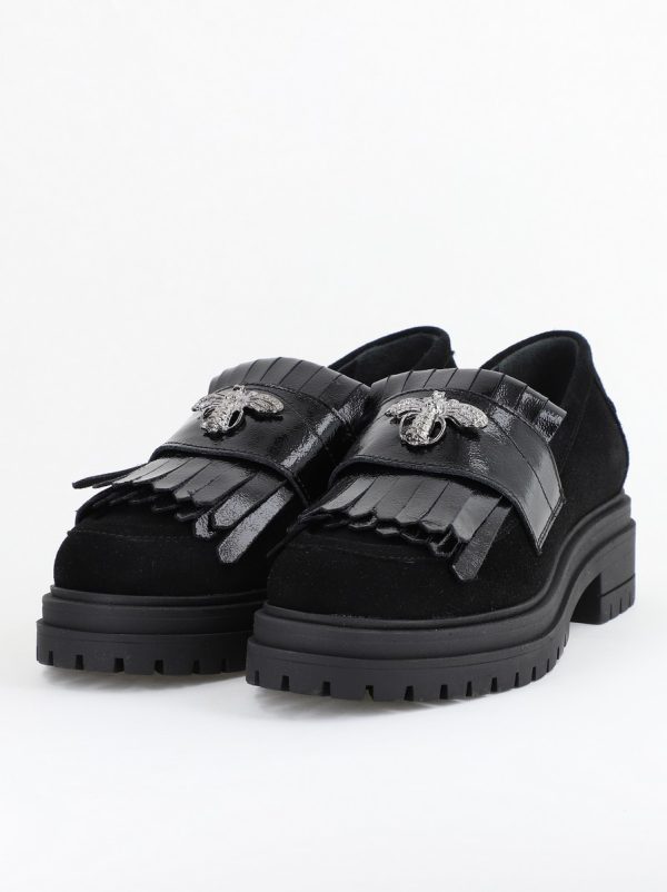 Pantofi Casual Damă din Piele Naturală Negru Velur- Leofex BS405LE2404003 121