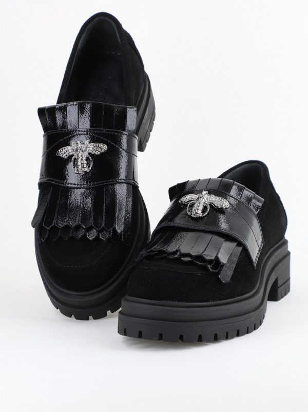 Pantofi Casual Damă din Piele Naturală Negru Velur- Leofex BS405LE2404003 119