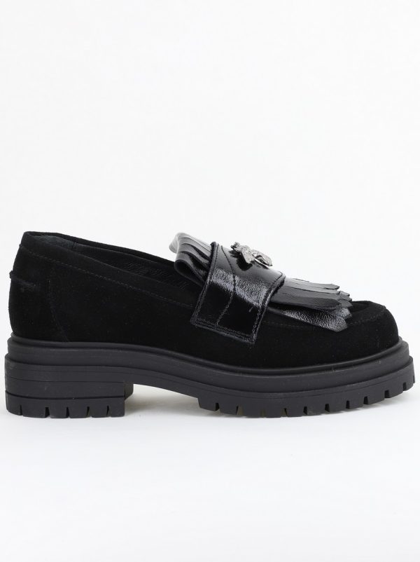 Pantofi Casual Damă din Piele Naturală Negru Velur- Leofex BS405LE2404003 122