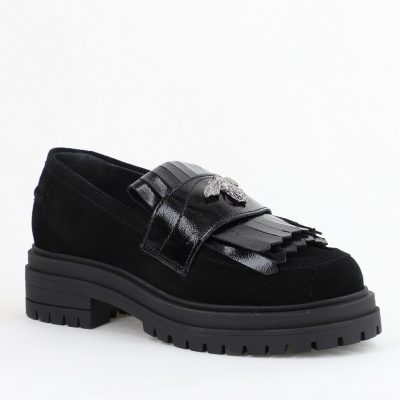 Pantofi Casual Damă din Piele Naturală Negru Velur- Leofex BS405LE2404003