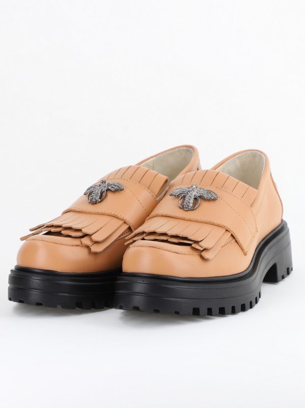 Pantofi Casual Damă din Piele Naturală Cappucino- Leofex BS405LE2404004 124