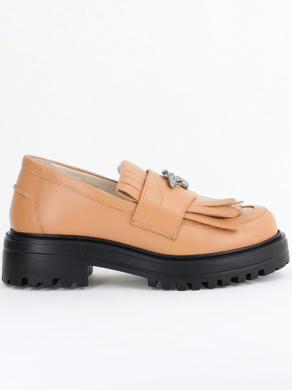 Pantofi Casual Damă din Piele Naturală Cappucino- Leofex BS405LE2404004 126