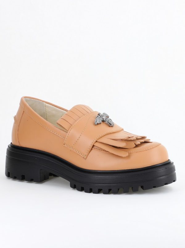 Incaltaminte Dama - Pantofi Casual Damă din Piele Naturală Cappucino- Leofex BS405LE2404004