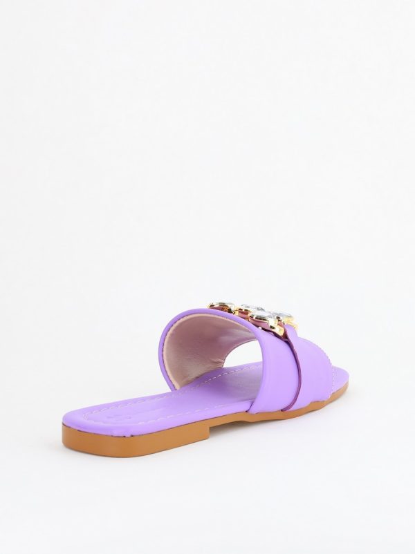 Saboți fără Toc cu pietricele din Piele Ecologica Violet (BS608TR2404054) 126