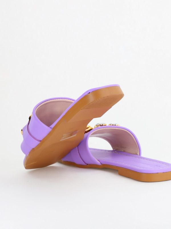 Saboți fără Toc cu pietricele din Piele Ecologica Violet (BS608TR2404054) 122