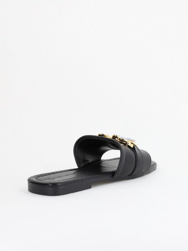 Saboți fără Toc cu pietricele din Piele Ecologica Negru Mat (BS608TR2403896) 125