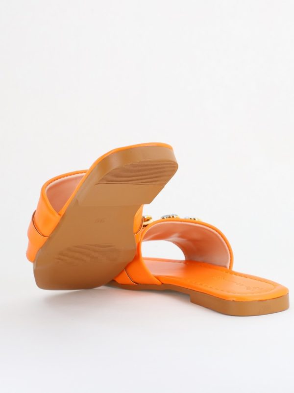 Saboți fără Toc cu pietricele din Piele Ecologica portocaliu (BS608TR2403893) 122