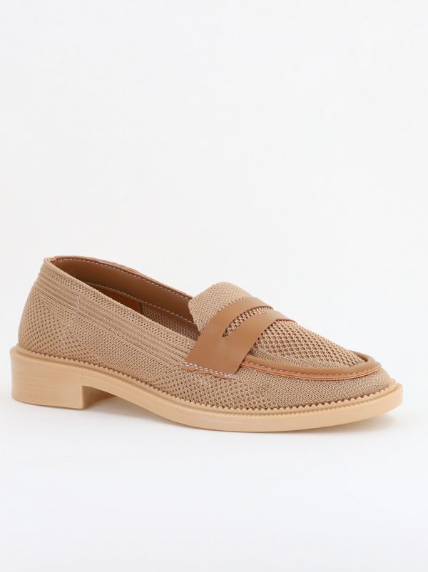 Incaltaminte Dama - Mocasini dama din material sintetic Bej inchis (BS808AY2404202)