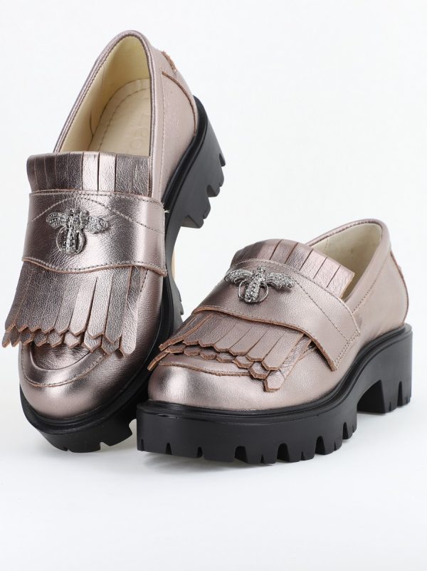 Pantofi Casual Damă din Piele Naturală Box Bronz- Leofex BS04051LE2404008 120