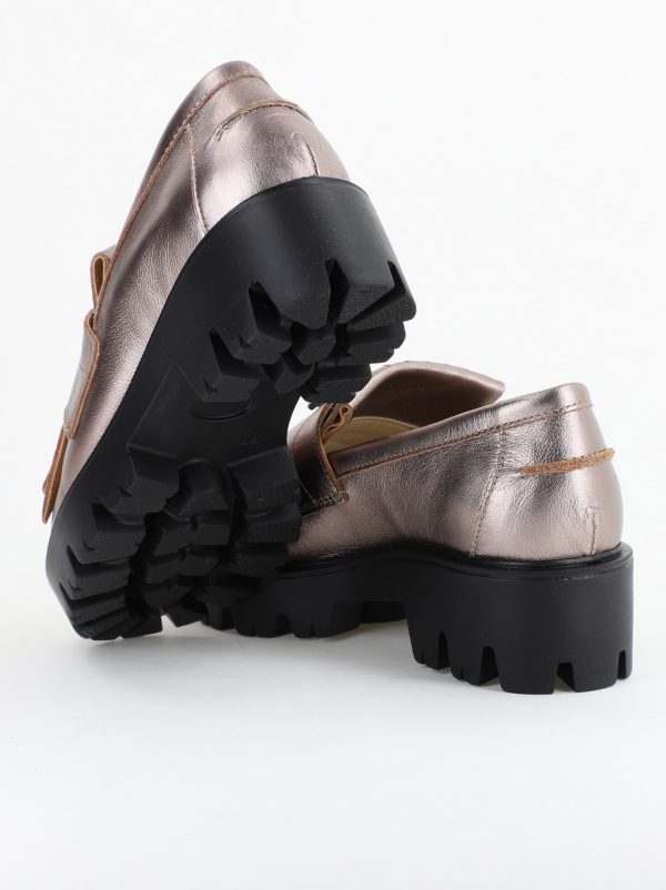 Pantofi Casual Damă din Piele Naturală Box Bronz- Leofex BS04051LE2404008 127