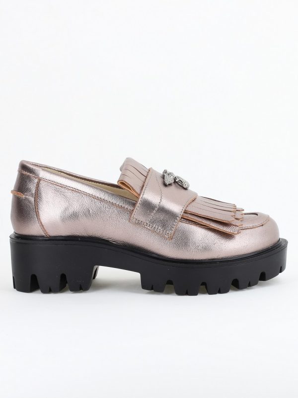 Pantofi Casual Damă din Piele Naturală Box Bronz- Leofex BS04051LE2404008 126
