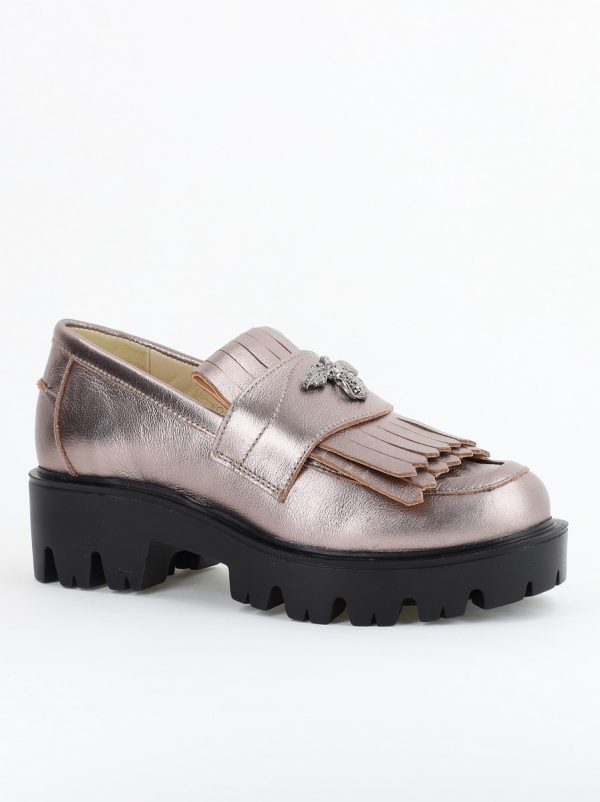 Incaltaminte Dama - Pantofi Casual Damă din Piele Naturală Box Bronz- Leofex BS04051LE2404008