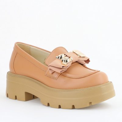 Pantofi Casual Damă din Piele Naturală Box Cappuccino - Leofex BS080LE2404009