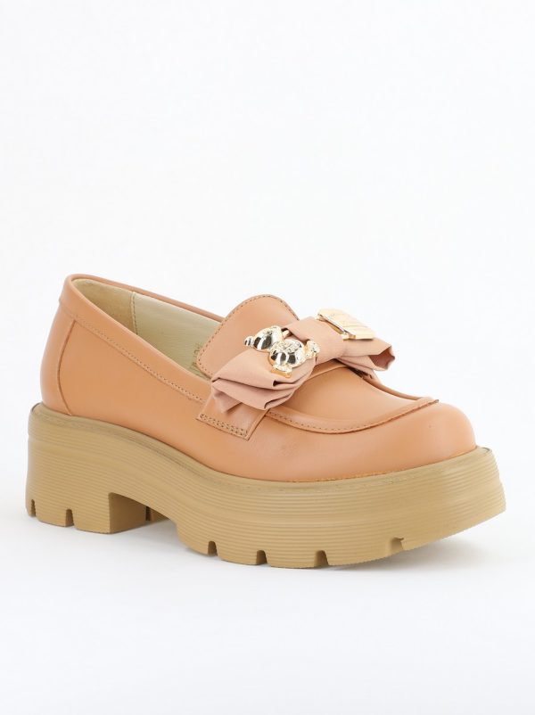 Incaltaminte Dama - Pantofi Casual Damă din Piele Naturală Box Cappuccino - Leofex BS080LE2404009