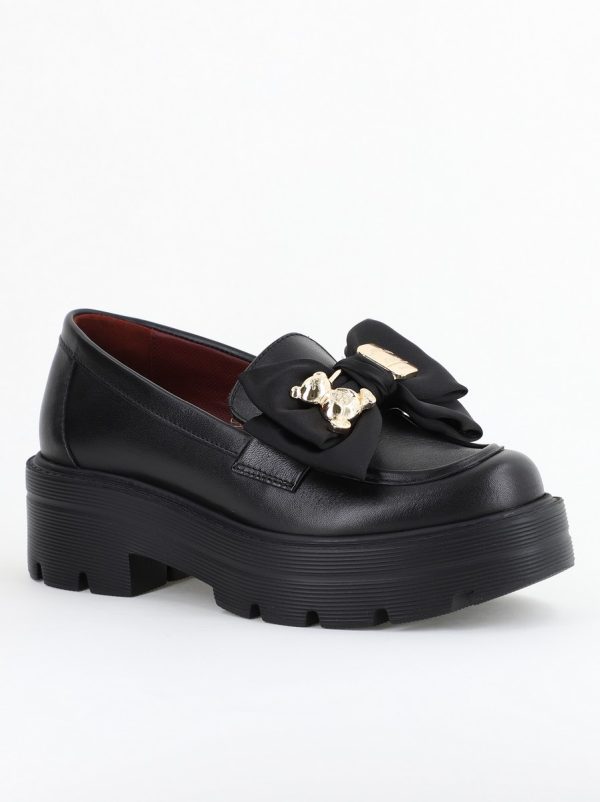 Incaltaminte Dama - Pantofi Casual Damă din Piele Naturală Box Negru - Leofex BS080LE2404010