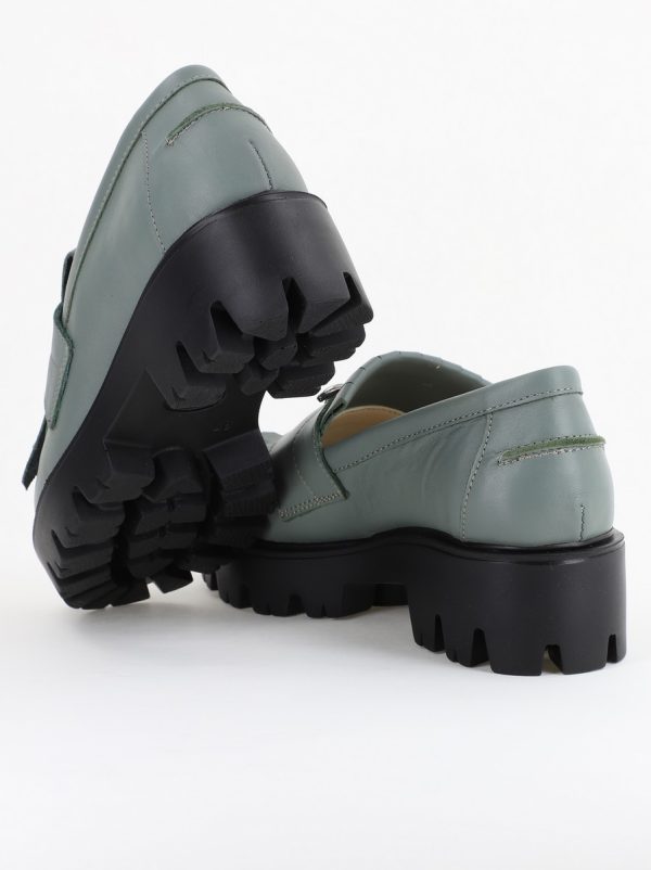 Pantofi Casual Damă din Piele Naturală Box Verde- Leofex BS04051LE2404007 126