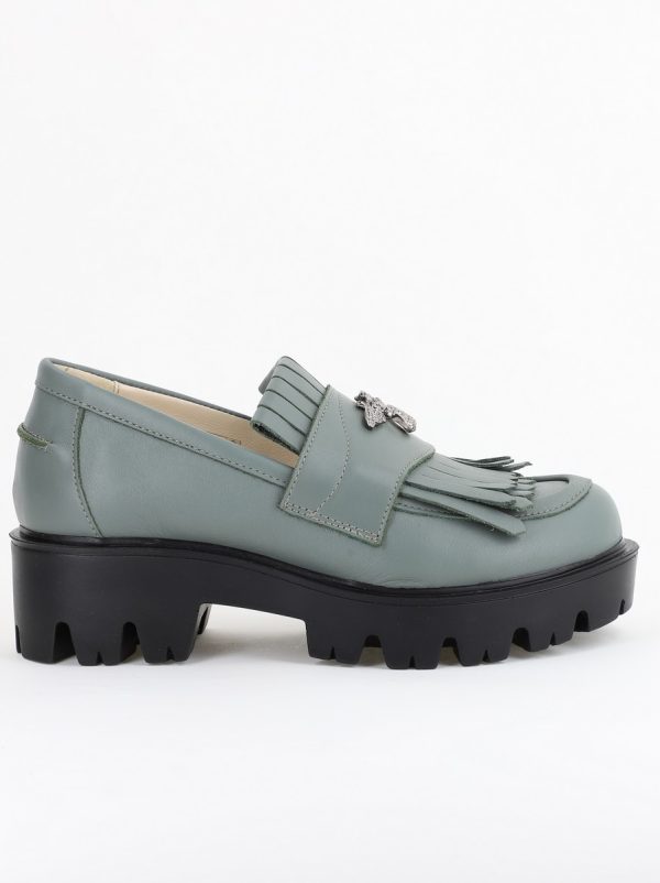 Pantofi Casual Damă din Piele Naturală Box Verde- Leofex BS04051LE2404007 127