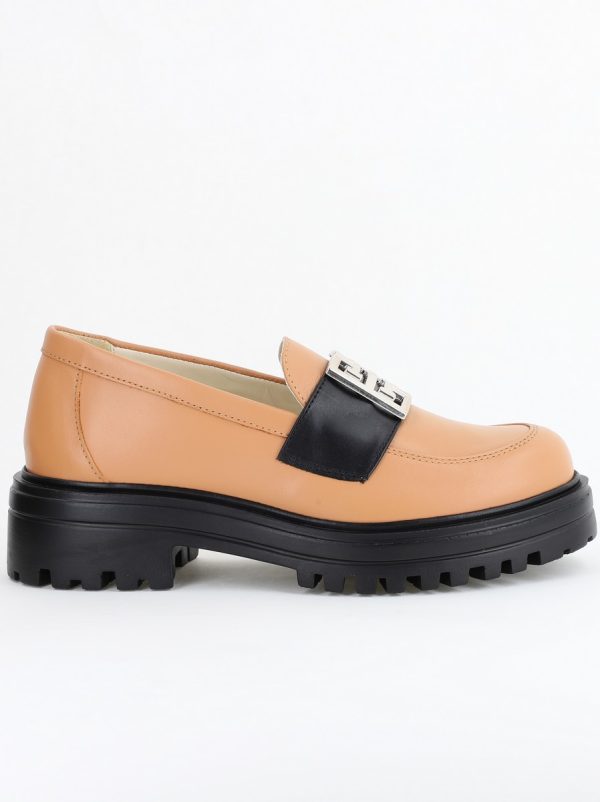 Pantofi casual damă din piele naturală, Cappuccino Leofex BS024LE2404002 127