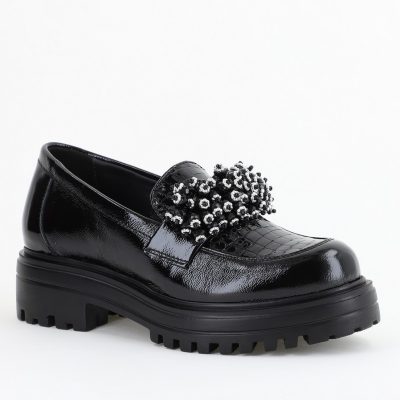 Pantofi casual damă din piele naturală, Leofex Negru Naplac BS035LE2404005
