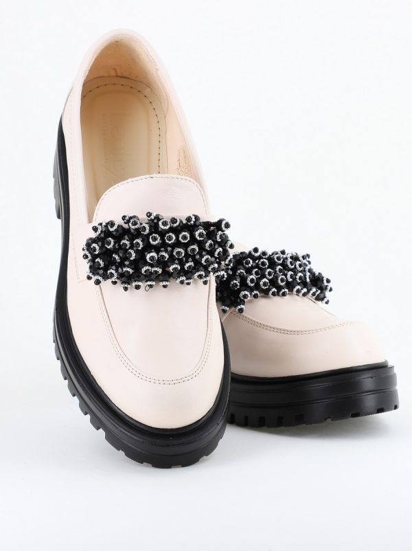 Pantofi casual damă din piele naturală, Leofex Crem Box BS035LE2404006 131
