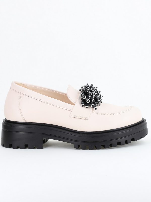 Pantofi casual damă din piele naturală, Leofex Crem Box BS035LE2404006 128