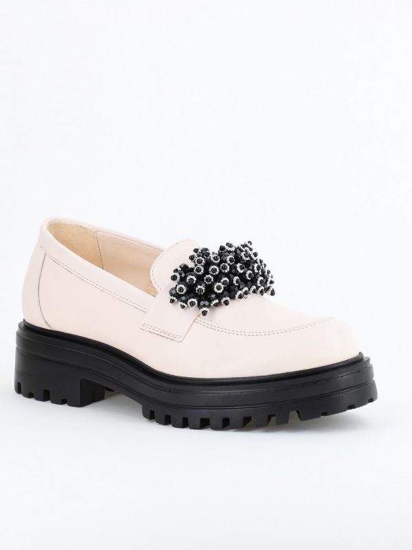Incaltaminte Dama - Pantofi casual damă din piele naturală, Leofex Crem Box BS035LE2404006