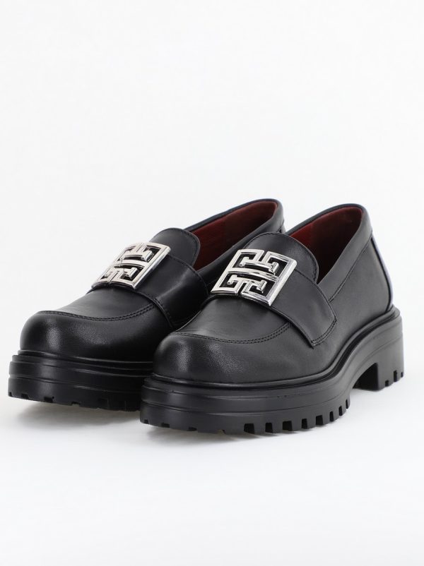 Pantofi casual damă din piele naturală, Negru Leofex BS024LE2404001 124
