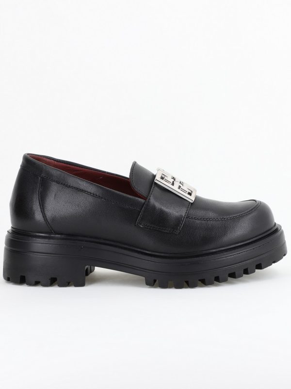 Pantofi casual damă din piele naturală, Negru Leofex BS024LE2404001 127
