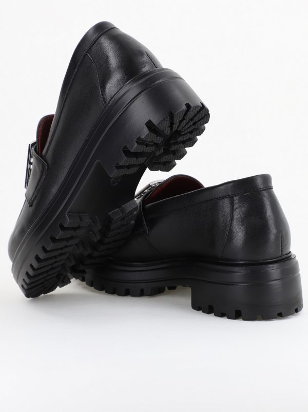 Pantofi casual damă din piele naturală, Negru Leofex BS024LE2404001 126