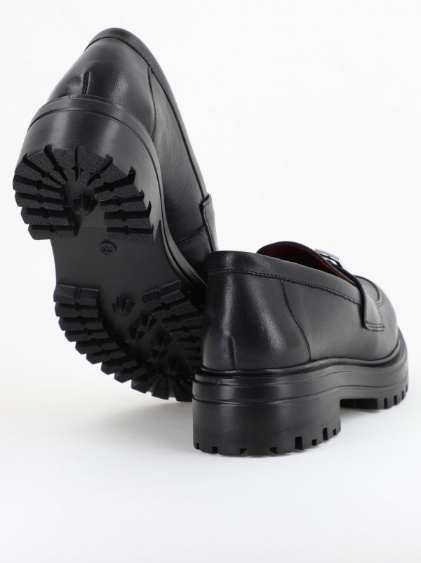 Pantofi casual damă din piele naturală, Negru Leofex BS024LE2404001 122