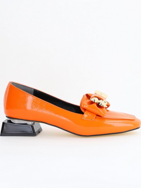 Pantofi cu Toc jos Eleganti din Piele Ecologica Portocaliu - BS161BA2404120 120