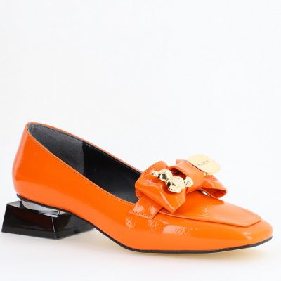 Pantofi cu Toc jos Eleganti din Piele Ecologica Portocaliu - BS161BA2404120