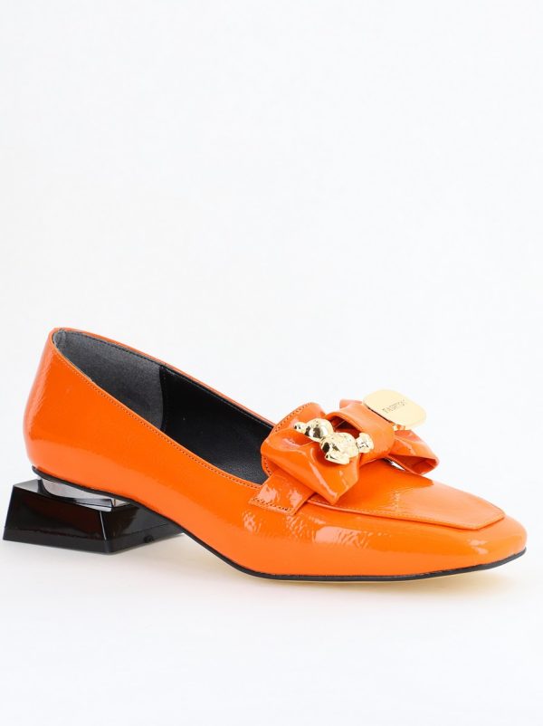 Incaltaminte Dama - Pantofi cu Toc jos Eleganti din Piele Ecologica Portocaliu - BS161BA2404120