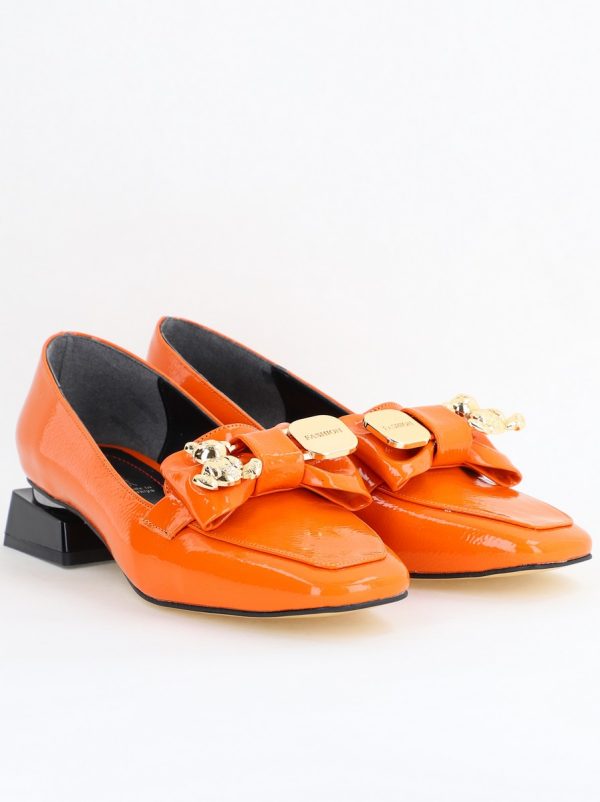 Pantofi cu Toc jos Eleganti din Piele Ecologica Portocaliu - BS161BA2404120 126