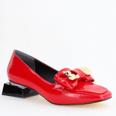 Pantofi cu Toc jos Eleganti din Piele Ecologica Rosu - BS161BA2404121