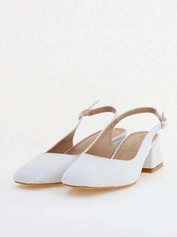 Pantofi Damă cu Toc Gros din Piele Ecologică culoare alb (BS420AY2404136) 120