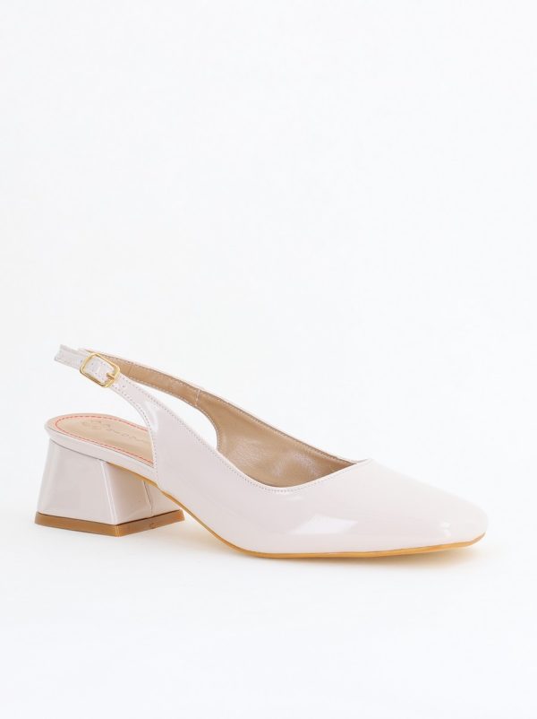 Incaltaminte Dama - Pantofi Damă cu Toc Gros din Piele Ecologică culoare bej(BS420AY2404130)