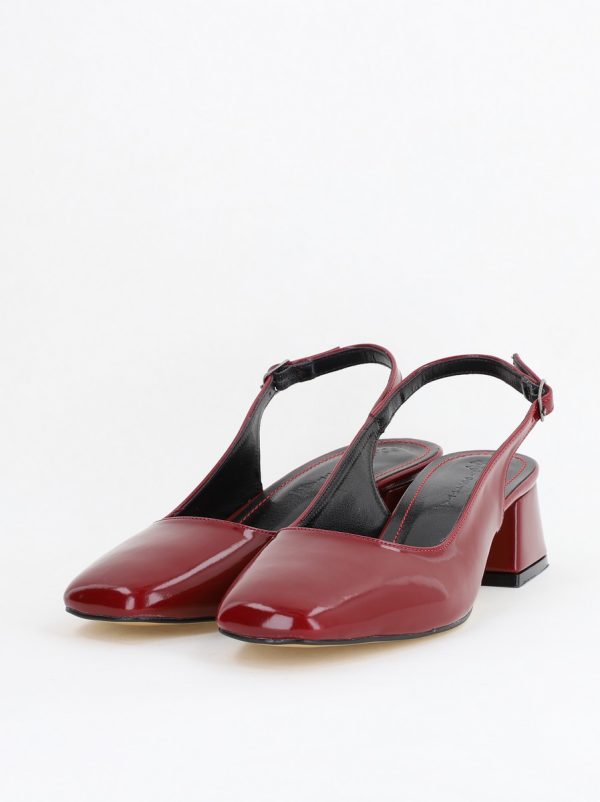Pantofi Damă cu Toc Gros din Piele Ecologică culoare bordo (BS420AY2404137) 120