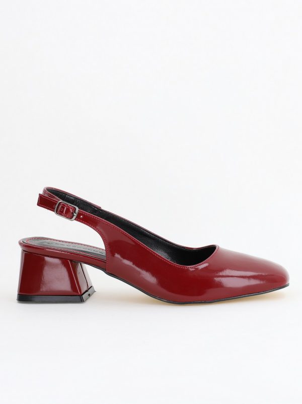 Pantofi Damă cu Toc Gros din Piele Ecologică culoare bordo (BS420AY2404137) 122