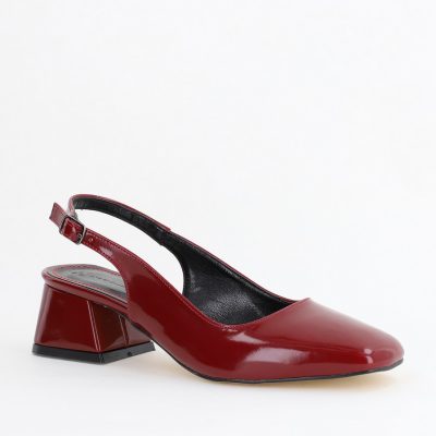 Pantofi Damă cu Toc Gros din Piele Ecologică culoare bordo (BS420AY2404137)