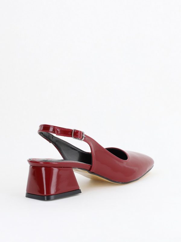 Pantofi Damă cu Toc Gros din Piele Ecologică culoare bordo (BS420AY2404137) 125