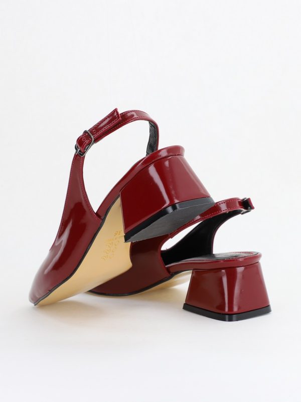 Pantofi Damă cu Toc Gros din Piele Ecologică culoare bordo (BS420AY2404137) 126