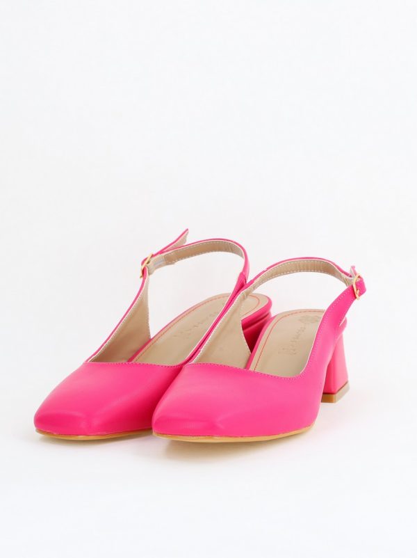 Pantofi Damă cu Toc Gros din Piele Ecologică culoare roz fuchsia(BS420AY2404131) 120