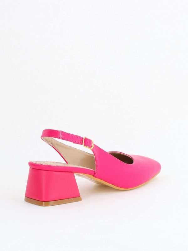 Pantofi Damă cu Toc Gros din Piele Ecologică culoare roz fuchsia(BS420AY2404131) 125