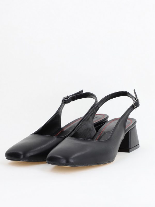 Pantofi Damă cu Toc Gros din Piele Ecologică culoare negru (BS420AY2404128) 120