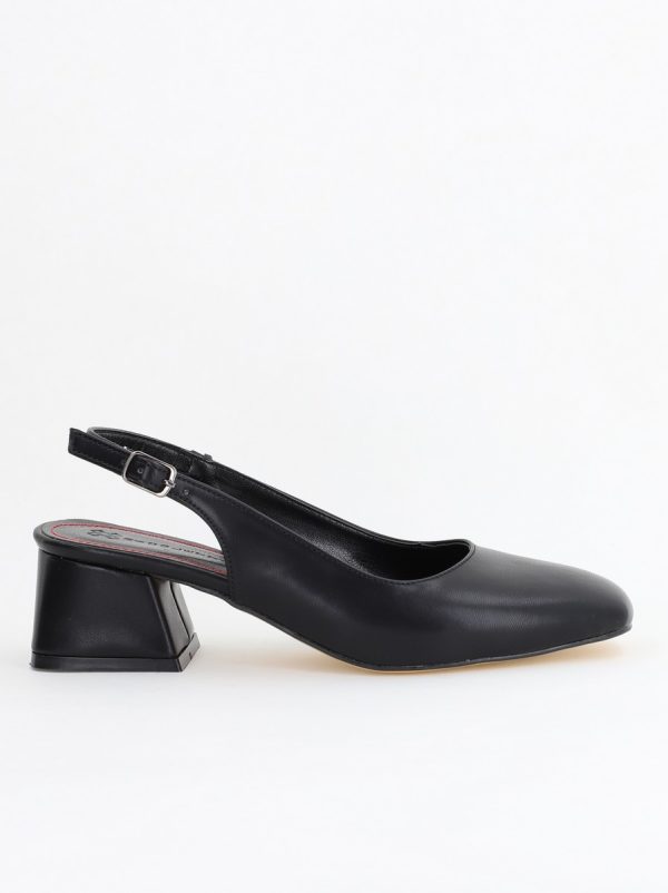 Pantofi Damă cu Toc Gros din Piele Ecologică culoare negru (BS420AY2404128) 122