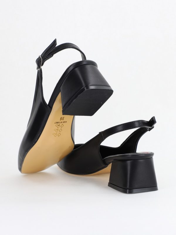 Pantofi Damă cu Toc Gros din Piele Ecologică culoare negru (BS420AY2404128) 126