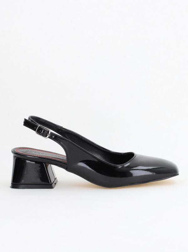Pantofi Damă cu Toc Gros din Piele Ecologică culoare negru (BS420AY2404139) 122