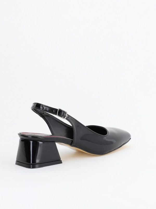 Pantofi Damă cu Toc Gros din Piele Ecologică culoare negru (BS420AY2404139) 125